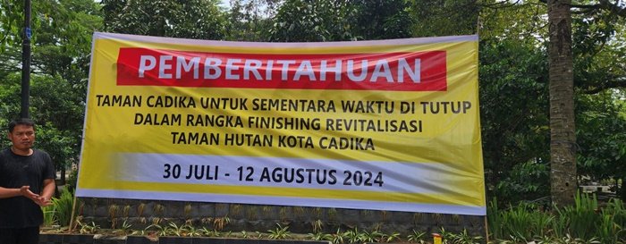 Revitalisasi Taman Hutan Kota Cadika telah memasuki tahapan finishing. Sehubungan dengan itu mulai 30 Juli sampai dengan 12 AgustusbTaman yang berlokasi di Jalan Karya Wisata Kecamatan Medan Johor itu ditutup. (seputaranindonesia.com/Istimewa)
