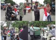 Dalam Rangka HUT RI Ke-79, Camat Denai Bersama Lurah Denai Bagikan Bendera ke Pengendara dan Rumah Warga