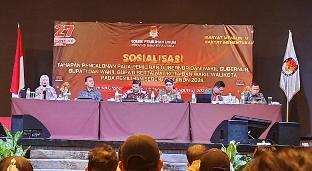 Sosialisasi Tahapan Pencalonan pada Pemilihan Gubernur dam Wakil Gubernur, Bupati dan Wakil Bupati serta Wali Kota dan Wakil Wali Kota pada Pemilihan Serentak Tahum 2024, Jumat (23/8). (seputaranindonesia.com/Ismail)