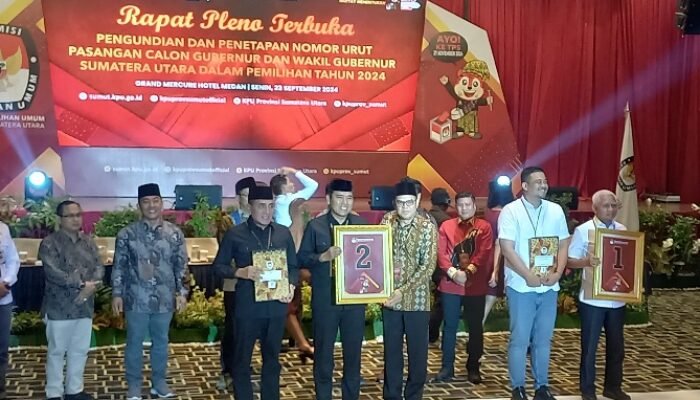 Nomor Urut Pasangan Calon Gubernur Sumut 2024 :  Bobby-Surya 1,  Edy-Hasan 2 