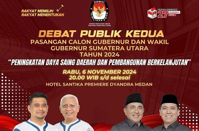 Besok, KPU Sumut Gelar Debat Kedua Pilkada: Bobby-Surya vs Edy-Hasan Bakal Bahas Daya Saing Daerah. (seputaranindonesia.com/istimewa)