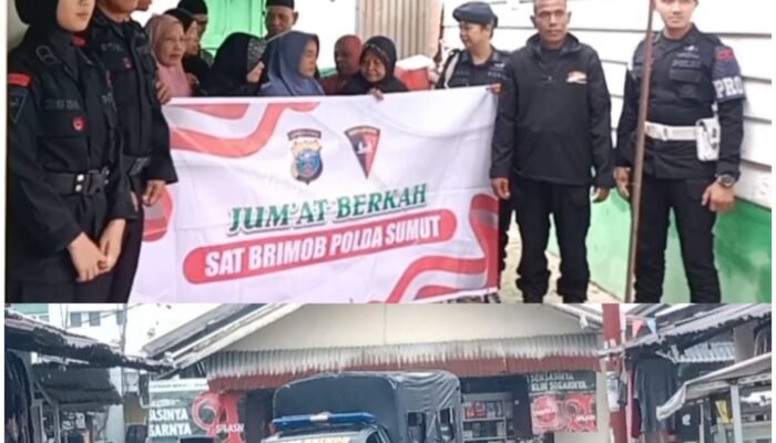 Brimob Polda Sumut Berbagi di Medan Barat, Bukti Kepedulian Polri ke Masyarakat Kecil