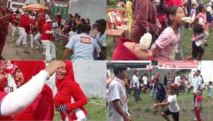 Gelak Tawa Pecah, Emak-Emak Nyaris Terjungkal di Tarik Tambang HUT RI ke-80 Medan Denai
