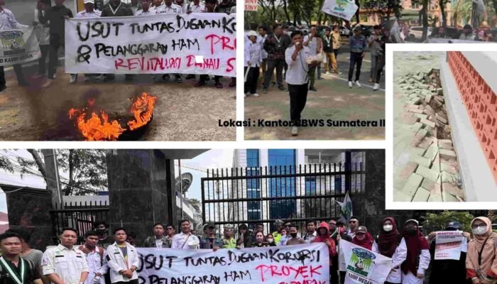 Proyek Danau Siombak Diwarnai Keretakan dan Dugaan Korupsi, Mahasiswa Kepung BBWS dan Kejatisu