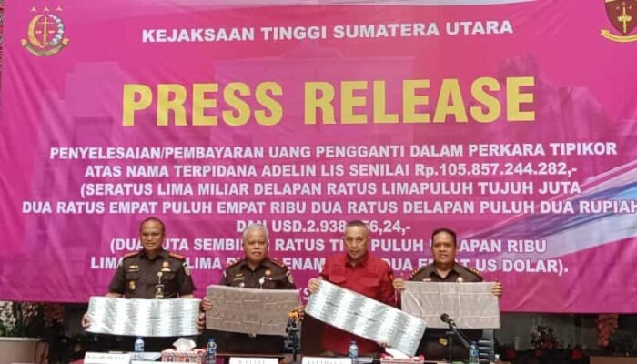 Terpidana Adelin Lis Akhirnya Lunasi Uang Pengganti Rp105 Miliar dan US$2,9 Juta, Bukti Keseriusan Kejatisu Pulihkan Keuangan Negara