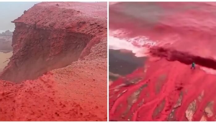 Pantai Pulau Hormuz Iran Tampak Berdarah, Video Fenomena Alam Ini Gegerkan Medsos