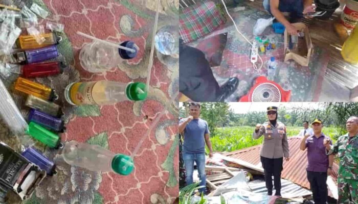 Barak Diduga Jadi Tempat Transaksi Narkoba di Hamparan Perak Dimusnahkan Aparat Gabungan
