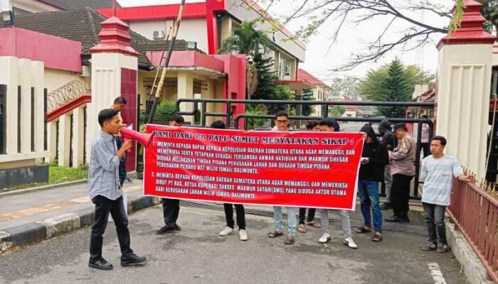 Aksi di Polda Sumut, PB PALU Desak Polisi Usut Dugaan Perusakan Lahan Warga Paluta